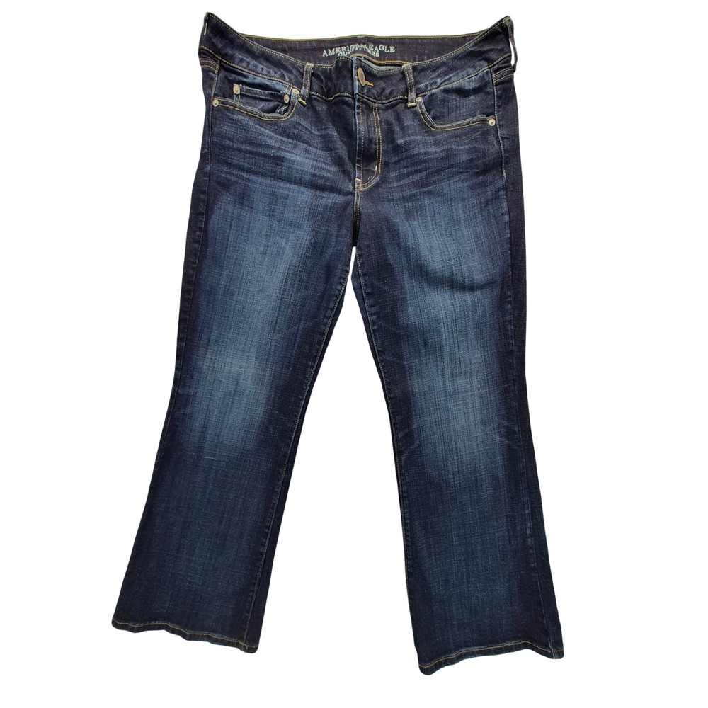 American Eagle Favorite Boyfriend Jeans Womens 16 Short Dark Wash Stretch